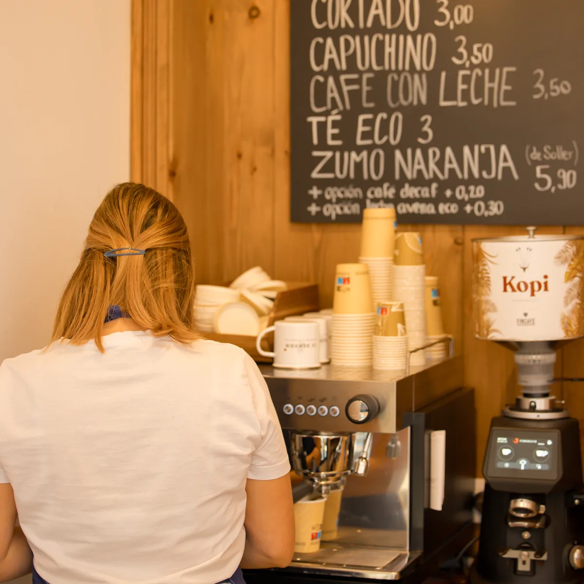 Our barista preparing coffee