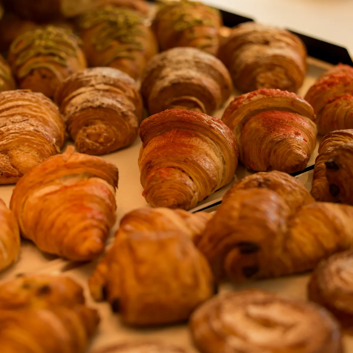 Freshly baked croissants and pains au chocolat